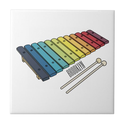 Xylophone cartoon illustratie tegeltje (Voorkant)
