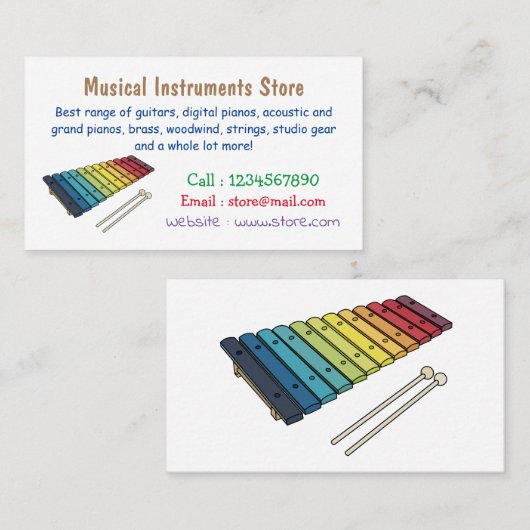 Xylophone cartoon illustratie visitekaartje (Voorkant / Achterkant)
