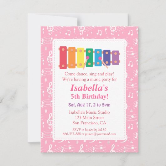 Xylophone Muziek met respect voor Birthday Party Kaart (Voorkant)