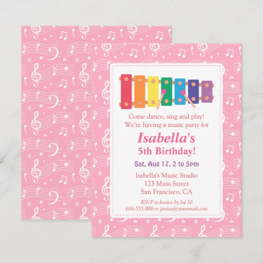 Xylophone Muziek met respect voor Birthday Party Kaart (Voorkant / Achterkant)