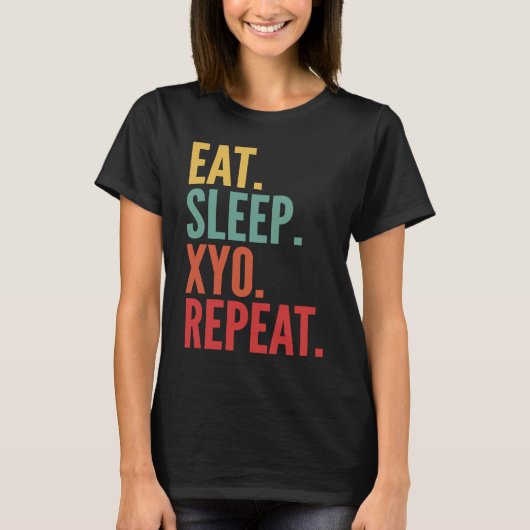 Xyo Crypto Eat Sleep Xyo Herhalen T-shirt (Voorkant)