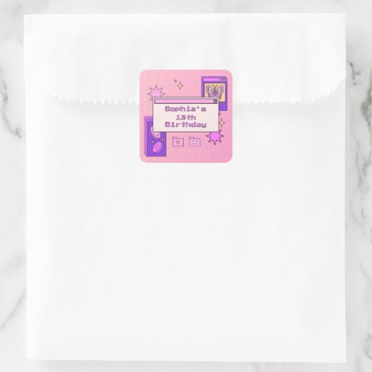 Y2K 2000s Retro Computer Interface Birthday Party Vierkante Sticker (Tas)
