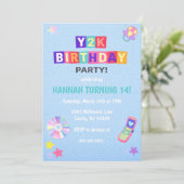 Y2K 2000's Trendy Birthday Party Invitation Kaart (Staand voorkant)