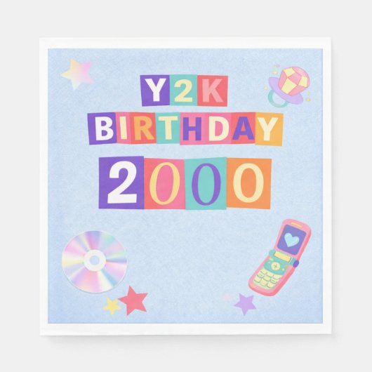Y2K 2000's Trendy Birthday Party Napkin Servet (Voorkant)