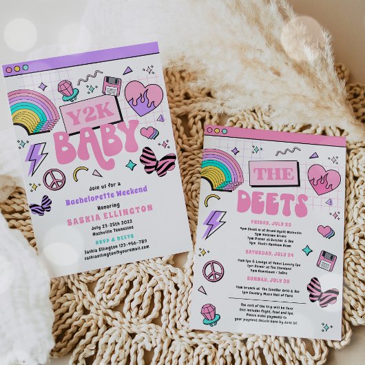 Y2K 90's Bachelorette Party Weekend Itinerary Kaart