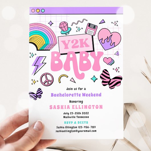 Y2K 90's Bachelorette Party Weekend Itinerary Kaart