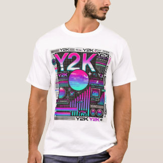 Y2K Aesthetic Retro Tech Mannen T-shirt - Neon Gli