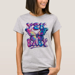Y2K Baby Chrome Vlinder T-Shirt