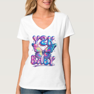 Y2K Baby Chrome Vlinder T-Shirt