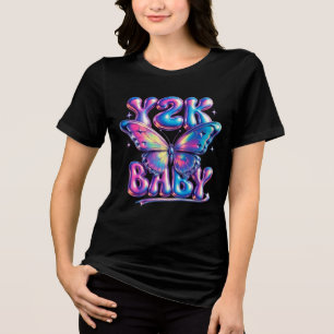 Y2K Baby Chrome Vlinder Tri-Blend T-shirt