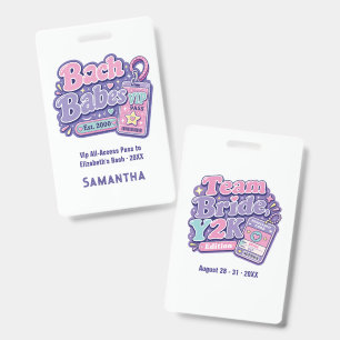 Y2K Bachelorette VIP-pas Team Bruid Credential Badge