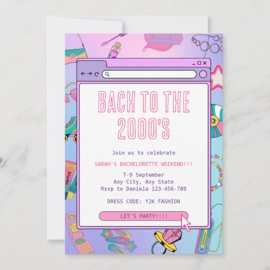 Y2K Bachelorette Weekend Bach naar de jaren 2000 Kaart (Voorkant)