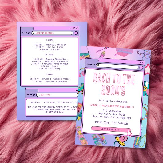 Y2K Bachelorette Weekend Bach naar de jaren 2000 Kaart