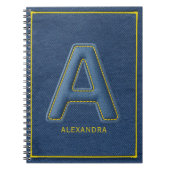 Y2K Blauwe Denim Monogram "A" Terug naar School Notitieboek (Voorkant)