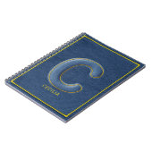 Y2K Blauwe Denim Puffy Letter C Monogram Naam Notitieboek (Linkerzijde)