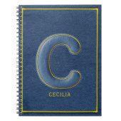 Y2K Blauwe Denim Puffy Letter C Monogram Naam Notitieboek (Voorkant)