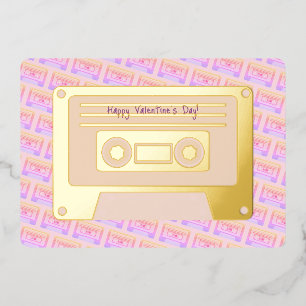 Y2k Cassette roze Happy Valentines Day Gold Folie Feestdagenkaart