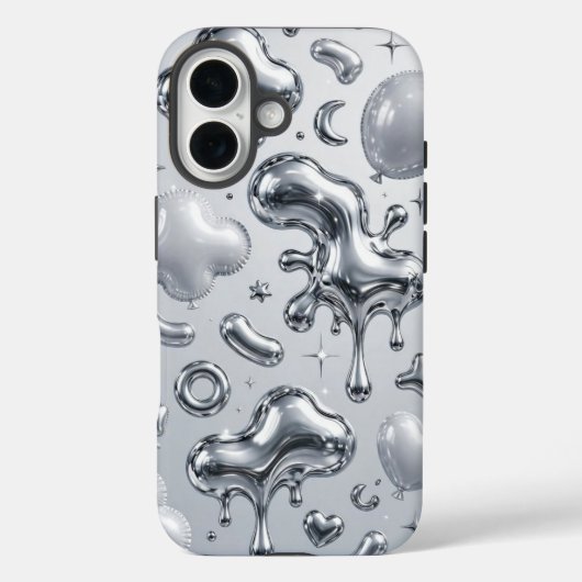 Y2K Chrome Bubble 3D Silver Case (Achterkant)