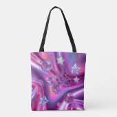 Y2K Chrome Butterfly Tote Bag | Holographic Pink (Achterkant)