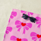 Y2K Coquette Lint Patroon Rood & Roze Preppy Naam Strandlaken (In situ)