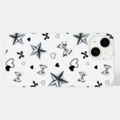 Y2K Dark Coquette Zilveren Ster Lint Hart Patroon Case-Mate iPhone Case (Achterkant (horizontaal))