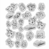 Y2K Dollar Iconen in witte esthetiek Sticker (Voorkant)