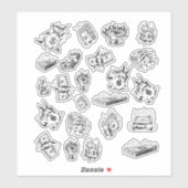 Y2K Dollar Iconen in witte esthetiek Sticker (Vel)