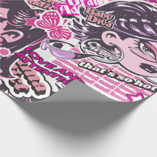 Y2K Drama Addict Collage Wrapping Paper Cadeaupapier
