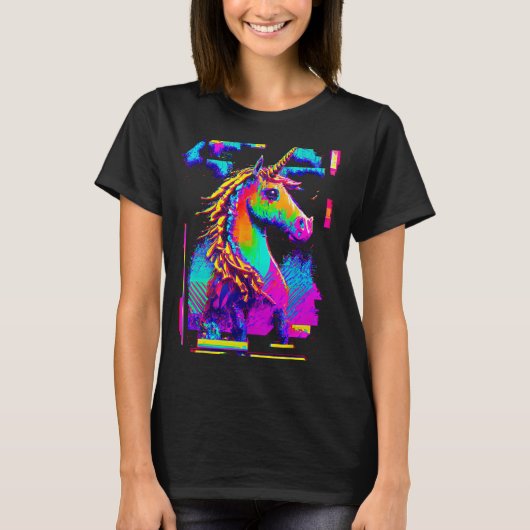 Y2K Eenhoorn Shirt, Alt Edgy Gothic Retro Glitch G T-shirt (Voorkant)