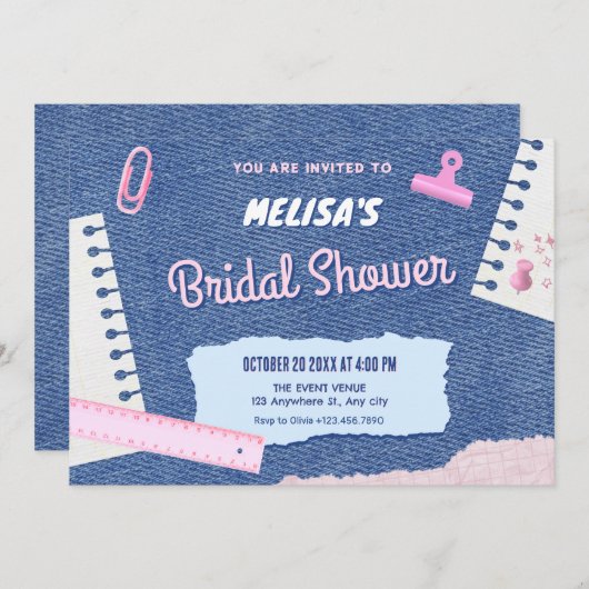 Y2k esthetische bruids douche uitnodiging (Voorkant / Achterkant)