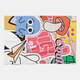 Y2K esthetische koele Stickers Theedoek