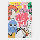 Y2K esthetische koele Stickers Theedoek (Verticaal)