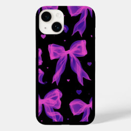 Y2K esthetische paarse strik lint zwarte iPhone ho Case-Mate iPhone 14 Hoesje