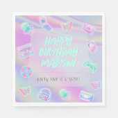 Y2K feest iriserende regenboog gelukkige verjaarda Servet (Voorkant)