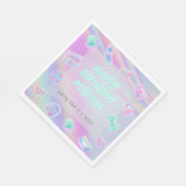 Y2K feest iriserende regenboog gelukkige verjaarda Servet (Hoek)