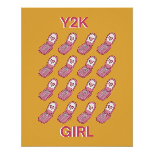 Y2K Flip Telefoons Hartpatroon Perfect Poster (Voorkant)