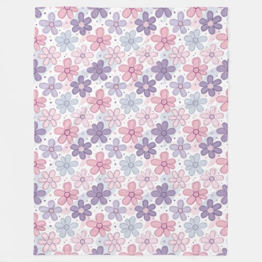Y2K Flower Seamless Pattern Fleece Deken (Voorkant)