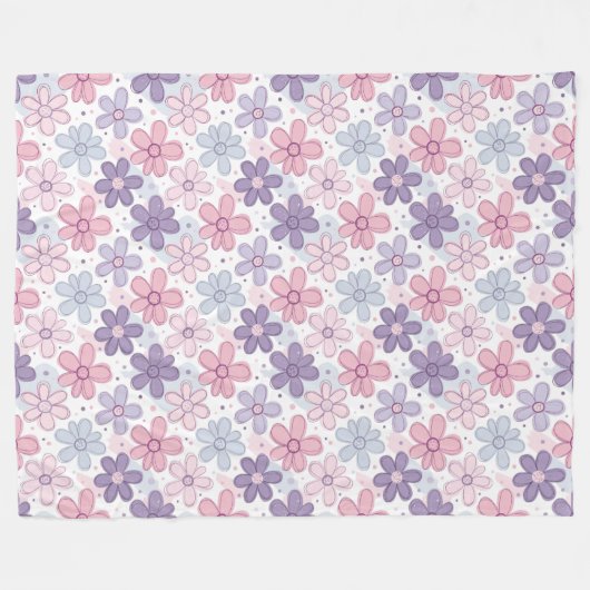 Y2K Flower Seamless Pattern Fleece Deken (Voorkant (Horizontaal))