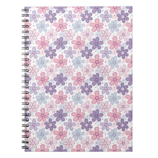 Y2K Flower Seamless Pattern Notitieboek (Voorkant)