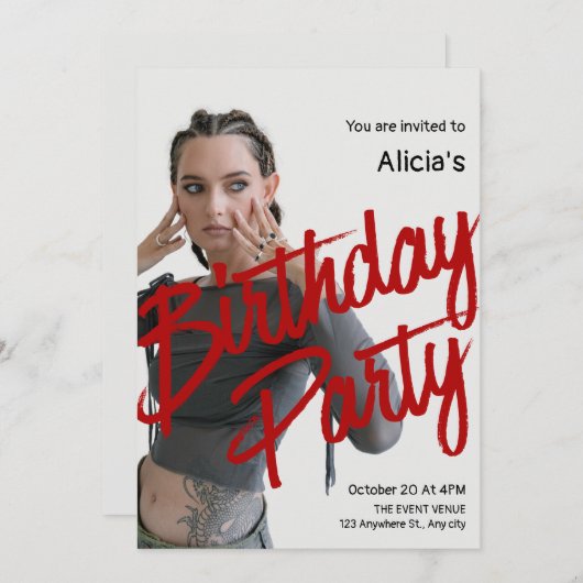 Y2k foto verjaardag kaart (Voorkant / Achterkant)