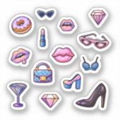 Y2K glamour meisje set Sticker (Voorkant)