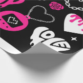 Y2k glamour roze en zwarte elementen set. Vlinder Cadeaupapier (Hoek)