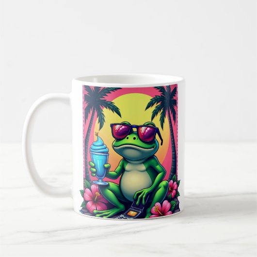 Y2K Grumpy Frog Flip Telefoon Vaporwave Tropisch Koffiemok (Links)