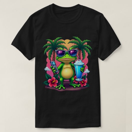 Y2K Grumpy Frog Vaporwave Retro Esthetische Tshirt (Design voorkant)