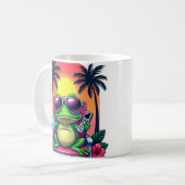 Y2K Grumpy Frog Vaporwave Tropische Retro Flip Tel Koffiemok (Voorkant links)