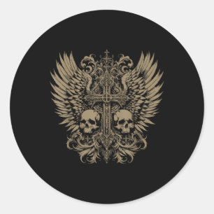 Y2K Grunge Esthetische Alt Gothic Schedel Cross Go Ronde Sticker