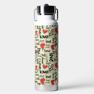 Y2K Grunge Liefde Typografie Patroon Waterfles