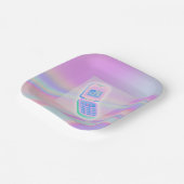 Y2K gsm tekst iriserende gelukkige verjaardagsnaam Papieren Bordje (Gebogen)