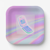 Y2K gsm tekst iriserende gelukkige verjaardagsnaam Papieren Bordje (Voorkant)