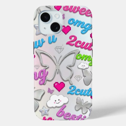 Y2K Hoesje Esthetiek 2000s Nostalgie Vlinder (Achterkant)